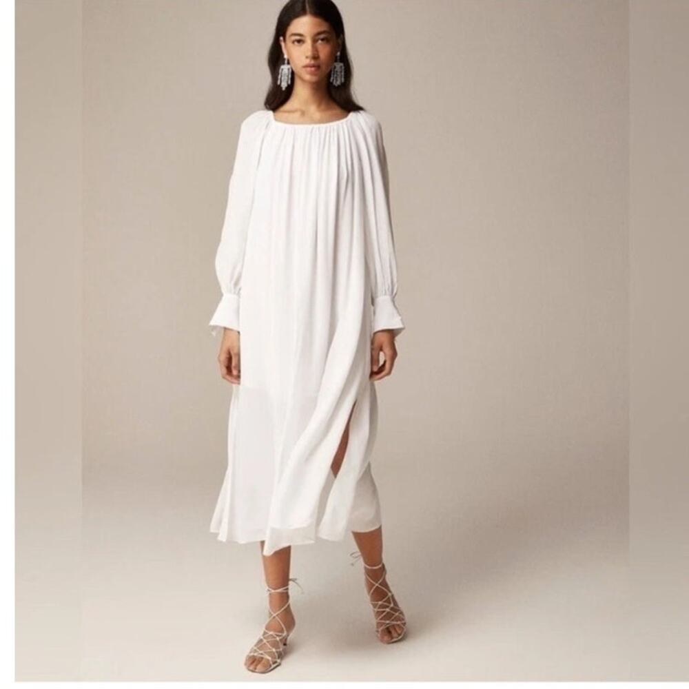 NWT J. Crew Collection Sheer Maxi Dress Vacation Europe Classic White L